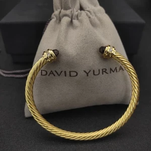 David Yurman Gold Tone 5mm Purple Diamond Cuff Bracelet
