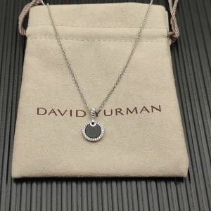 David Yurman Sterling Silver 17.8mm Round Pavé Black Onyx Necklace