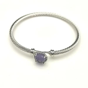 David Yurman 3mm Purple Diamond Cable Cuff Bracelet