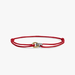David Yurman Red Double Ring Nylon Cord Bracelet