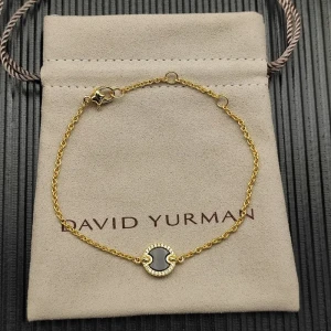 David Yurman Gold Pavé Black Onyx Round Charm Bracelet