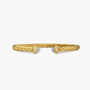 David Yurman 5mm Oval Cable Classic Diamond Cuff Bracelet