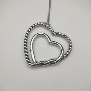 David Yurman 38mm Double Heart Silver Necklace