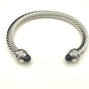 David Yurman 7mm Black Diamond-Set Cable Cuff Bracelet