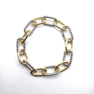 David Yurman Madison Chain Multi-Ring Gold and Silver Bracelet, Length 21cm
