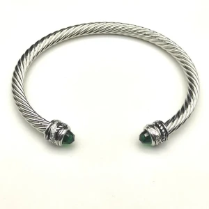 David Yurman 5mm Cable Classics Rotating Deep Green Diamond Cuff Bracelet