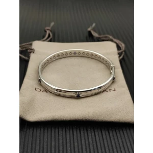 David Yurman 8mm Silver Pavé Blue Diamond Renaissance Band Bracelet