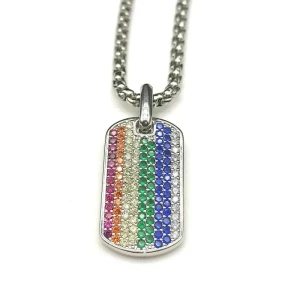 David Yurman Pavé Multi-Color Diamond Tag Necklace