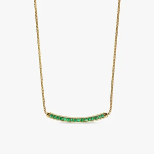 David Yurman 1.7mm Pavé Bar Green Diamond Necklace