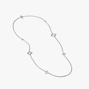 David Yurman Silver Four-Leaf Clover Sweater Necklace, 3mm Chain, 90cm