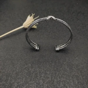 David Yurman 7mm Triple-Strand Cable Crossover X Bracelet with Diamonds