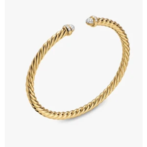 David Yurman 4mm Gold Half Pavé Diamond Bracelet