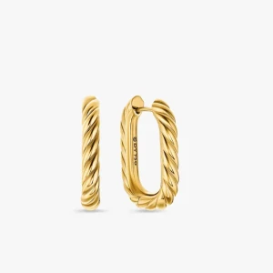 David Yurman Gold 24.3×15.9mm Cable Twist Hoop Earrings