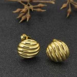 David Yurman Gold Tone 14mm Cable Spiral Stud Earrings