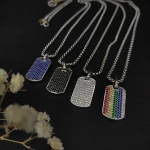 David Yurman Pavé Black Diamond Tag Necklace Multicolor