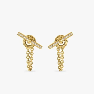 David Yurman Gold Pavé 38.2mm Petite Chain Link Earrings