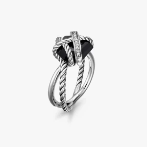 David Yurman 11mm Hexagon Black Pavé Diamond Ring