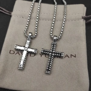 David Yurman Double Cable Cross Pendant Necklace