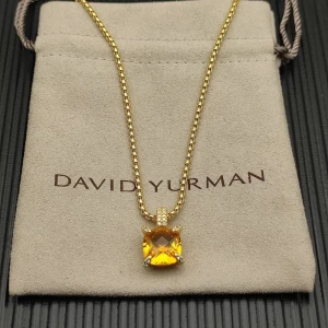 David Yurman Gold 11mm Four-Prong Yellow Diamond Necklace