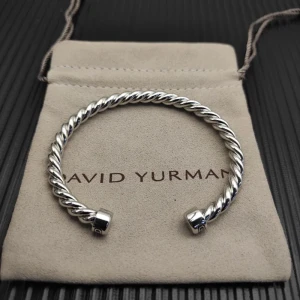 David Yurman 6mm Sterling Silver Round-End Cable Cuff Bracelet