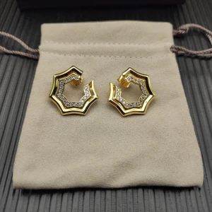 David Yurman Gold 27×8.5mm Serrated Stacked Earrings