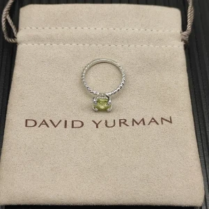 David Yurman 8mm Four-Prong Green Diamond Ring