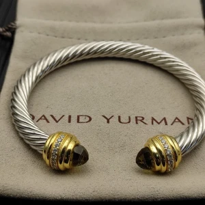 David Yurman 7mm Gold Gemstone Head Brown Diamond Bracelet, Fits Wrist Sizes 16–20cm