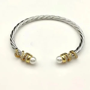 David Yurman 4mm Pearl Cable Cuff Bracelet