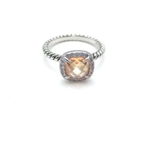 David Yurman Four-Prong Square Champagne Diamond Ring