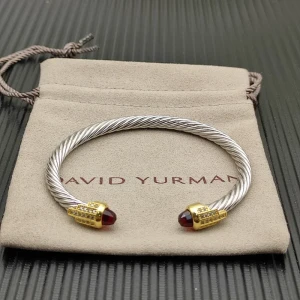 David Yurman 5mm Gold End Sterling Silver 5-Row Pavé Red Diamond Bracelet
