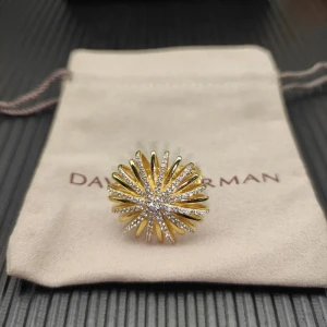 David Yurman Gold 28mm Pavé Starburst Ring