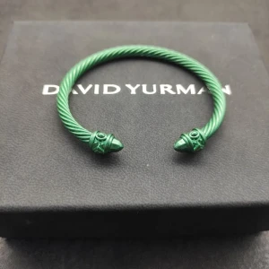 David Yurman 5mm Green Colorful Enamel Cuff Bracelet, Fits Wrist Size 16cm - 20cm