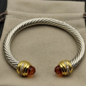 David Yurman 7mm Gold Champagne Diamond Head Gemstone Bracelet, Fits Wrist Sizes 16–20cm