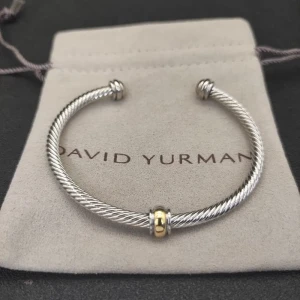 David Yurman 4mm Gold and Silver Single Bead Cuff Bracelet