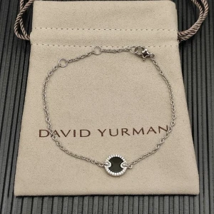 David Yurman Sterling Silver Pavé Black Onyx Round Charm Bracelet