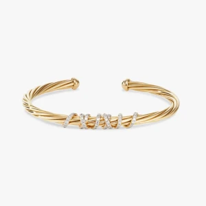 David Yurman Gold 4mm Rotating Curved Dome Bracelet, Fits Wrist Sizes 16–20cm