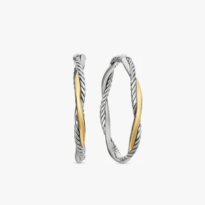David Yurman Gold and Silver 42mm Infinity Hoop Earrings