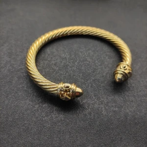 David Yurman 7mm Gold Colorful Enamel Cuff Bracelet, Fits Wrist Size 16cm - 20cm