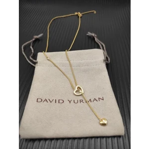 David Yurman Gold-Tone Double Heart Diamond Necklace