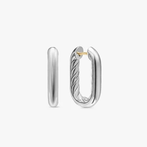 David Yurman Sterling Silver 24.3×15.9mm Smooth Hoop Earrings