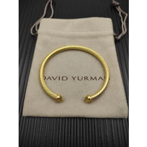 David Yurman 4mm Gold Yellow Diamond Bangle Bracelet
