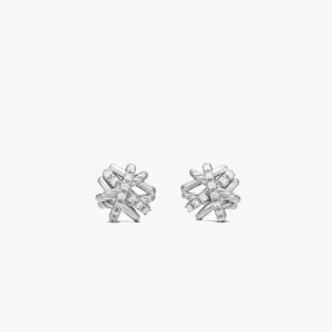 David Yurman Sterling Silver 11mm Pavé Cross Stud Earrings