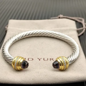 David Yurman 7mm Gold Purple Diamond Head Gemstone Bracelet, Fits Wrist Sizes 16–20cm