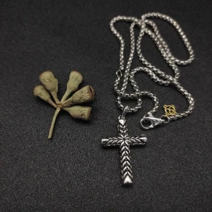 David Yurman Chevron Cross Black Diamond Necklace