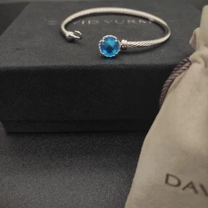 David Yurman 3mm Blue Diamond Cable Cuff Bracelet