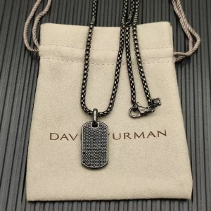 David Yurman Black and Gold Pavé Black Diamond Logo Necklace