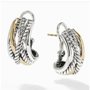 David Yurman Gold and Silver Multi-Strand Crossover Ear Cuff Earrings
