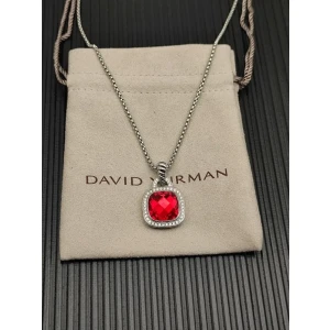 David Yurman 14mm Square Red Diamond Necklace