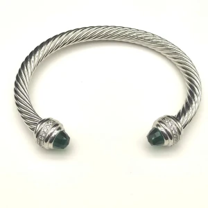 David Yurman 7mm Deep Green Diamond-Set Cable Cuff Bracelet