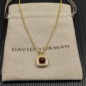 David Yurman Gold Square Red Diamond Necklace 1.5mm